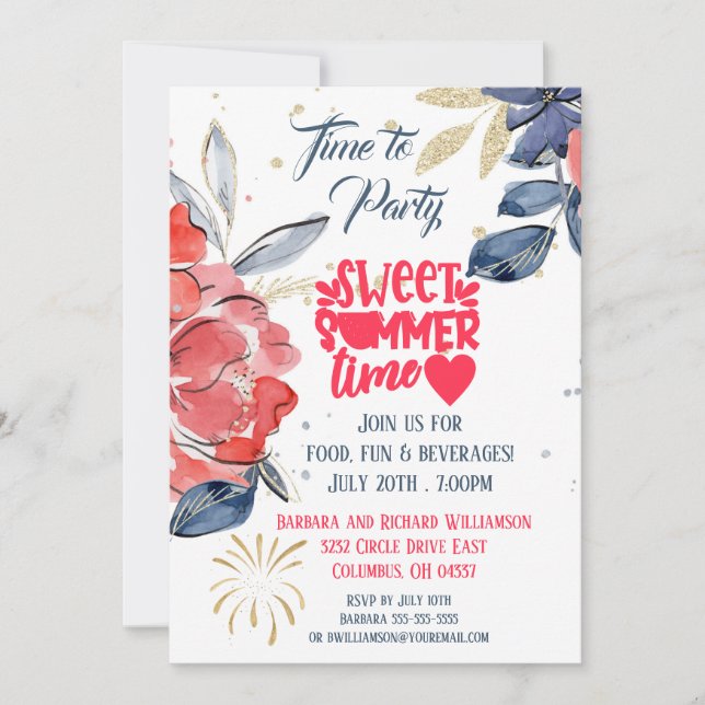 Summer Picnic Barbeque Party Invitation (Front)