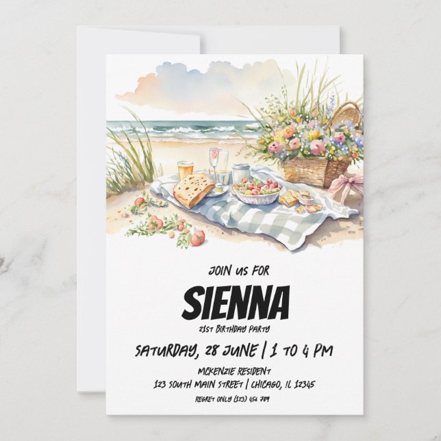 Summer Picnic beach view Invitation (Front)