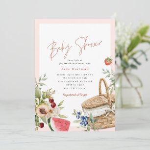Summer Picnic Cute Pink Girly Baby Shower Brunch Invitation