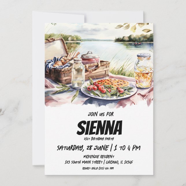 Summer Picnic lake view Invitation (Front)