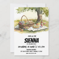 Summer Picnic meadow field view Invitation
