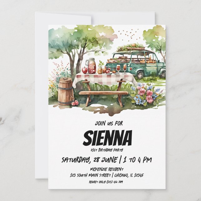 Summer Picnic park view Invitation (Front)