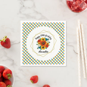 Summer Picnic Party Geometric Floral Napkin