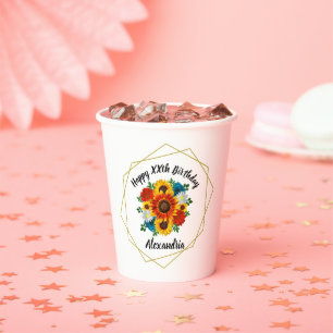Summer Picnic Party Geometric Floral Paper Cups