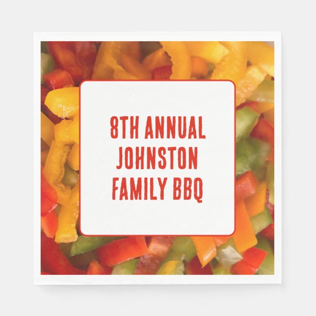 Summer Picnic Vibrant Photo BBQ Family Reunion Napkin (Front)