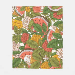 Summer Picnic Watermelon Ice Cream Fleece Blanket