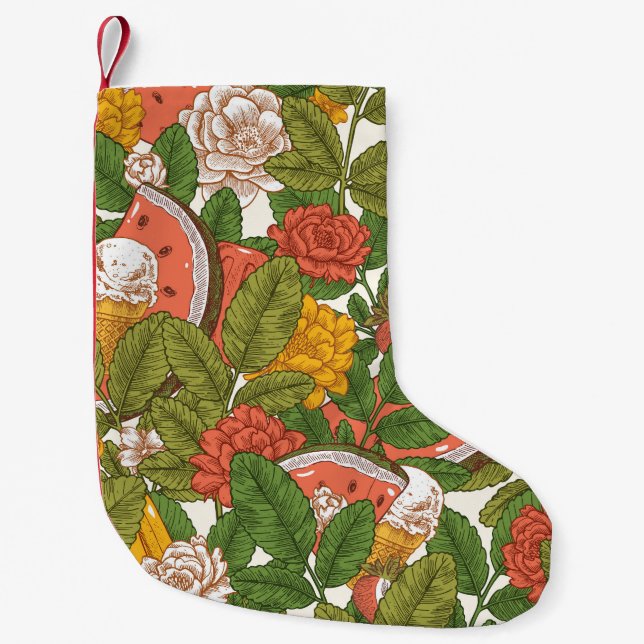 Summer Picnic Watermelon Ice Cream Small Christmas Stocking (Front)