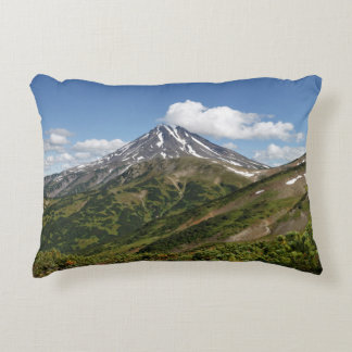 Summer picturesque volcano landscape decorative cushion