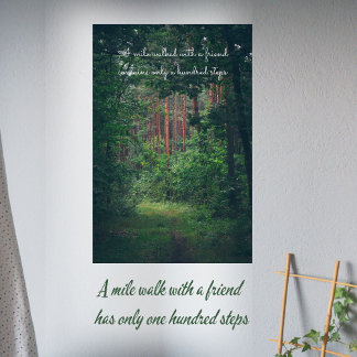 Summer pine forest path poster