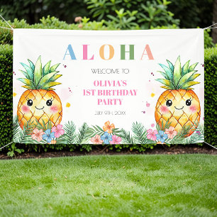 Summer Pineapple Aloha Kids 1st Birthday Welcome Banner