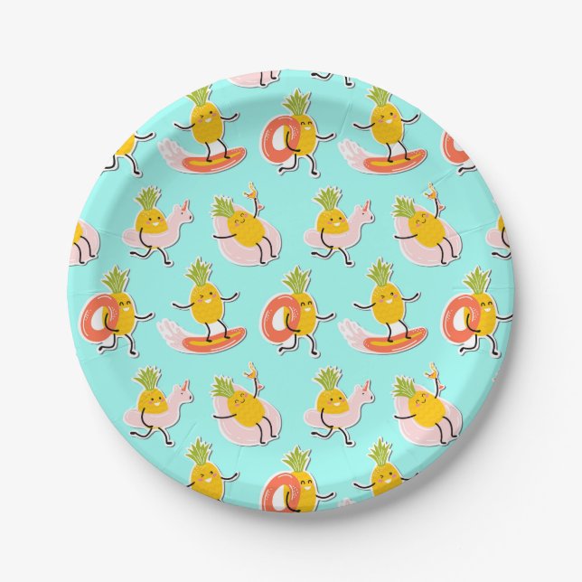 Summer Pineapple Fun Paper Plate (Front)