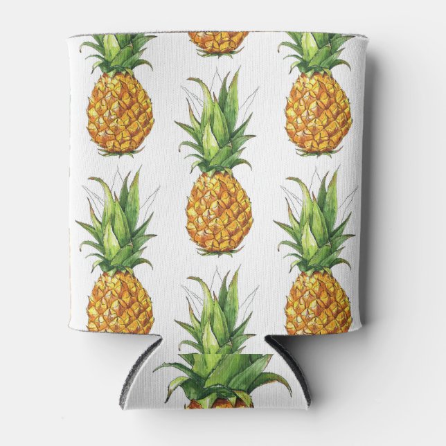 Summer pineapple pattern, seamless design. can cooler (Front)
