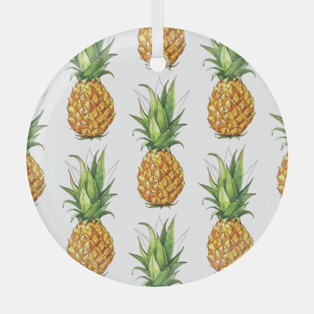 Summer pineapple pattern, seamless design. glass tree decoration (Front)