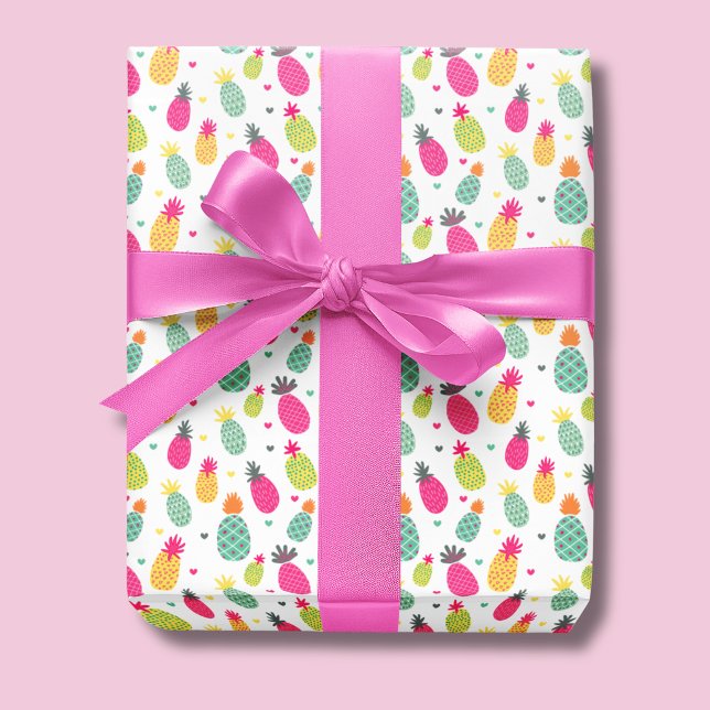 Summer Pineapple Pattern Wrapping Paper (Pineapple tropical fruit pattern wrapping paper roll.)