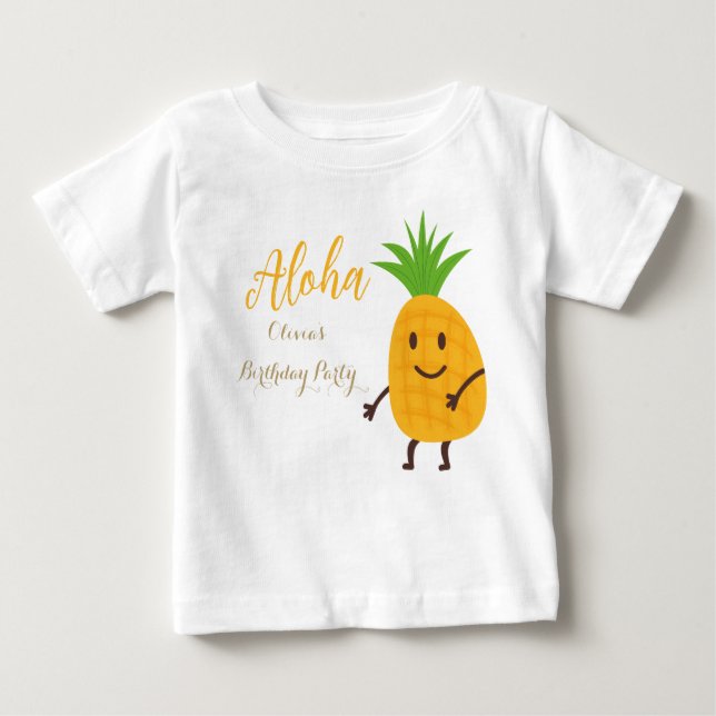 Summer Pineapple Tropical Aloha Birthday Party Baby T-Shirt (Front)