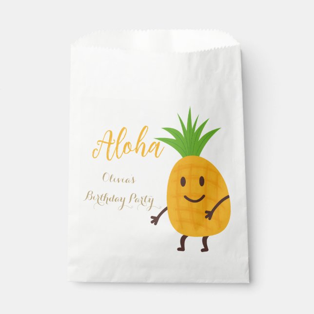 Summer Pineapple Tropical Aloha Birthday Party Favour Bags (Front)