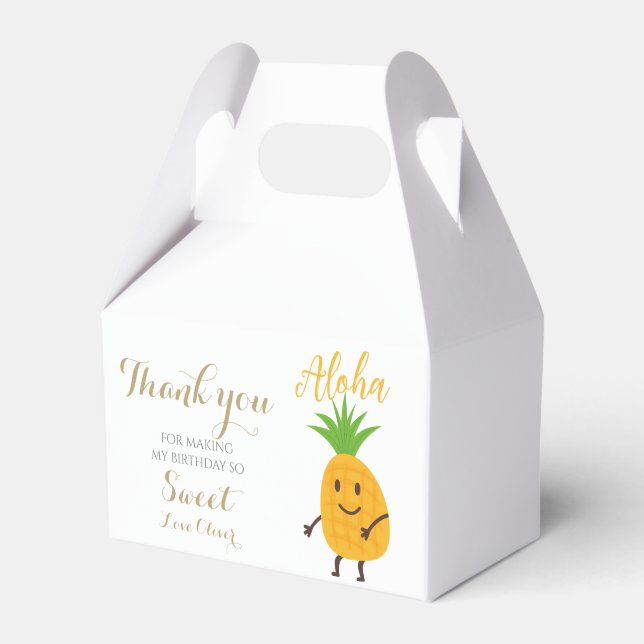 Summer Pineapple Tropical Aloha Birthday Party Favour Box (Front Side)