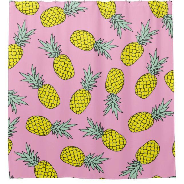 Summer Pineapple: Vintage Fruit Toss Shower Curtain (Front)