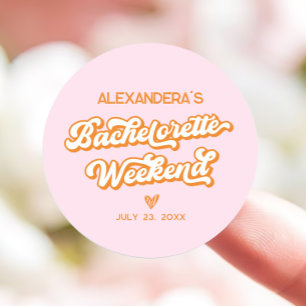Summer Pink and Orange Bachelorette Party Favour Classic Round Sticker