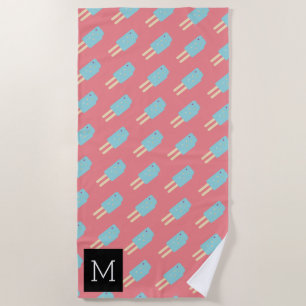 Summer Pink Blue Ice-cream Pop Beach Towel