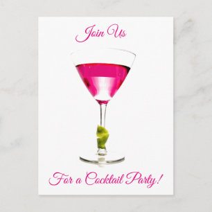 Summer Pink Cocktail Party Invitation Postcard