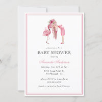 Summer Pink Flamingo Modern Girl Baby Shower
