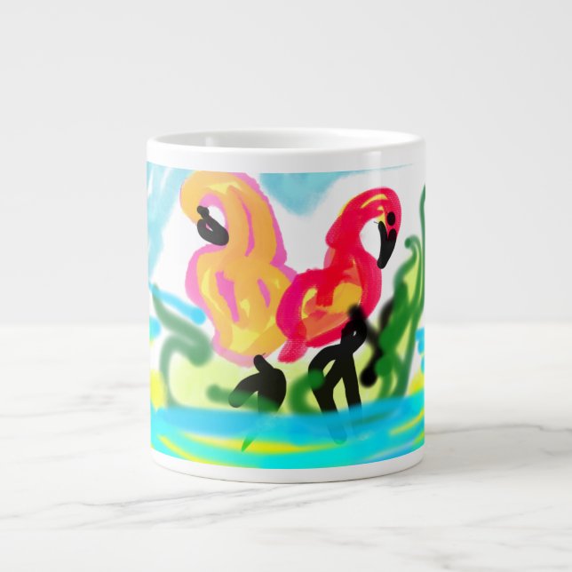 Summer  pink flamingos lovely  large coffee mug (Front)