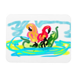 Summer  pink flamingos lovely  magnet