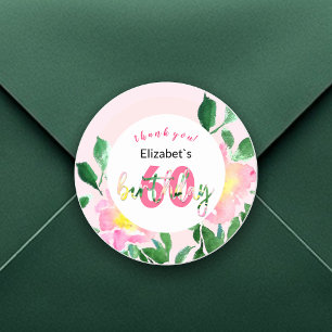 Summer Pink Floral Exotic Watercolor Illustration Classic Round Sticker