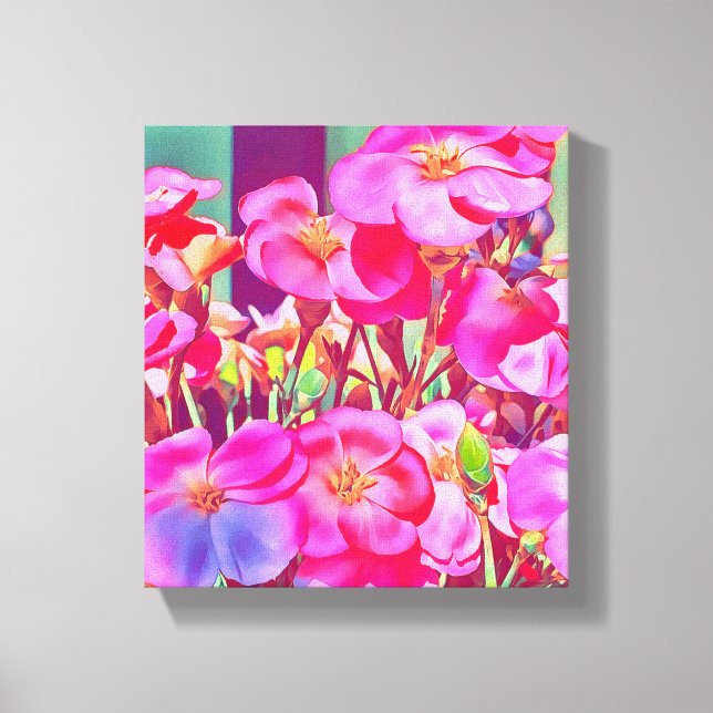 Summer pink flowers canvas print (Front)