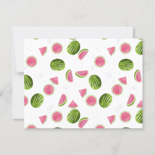 Summer Pink & Green Watermelon Pattern Postcard