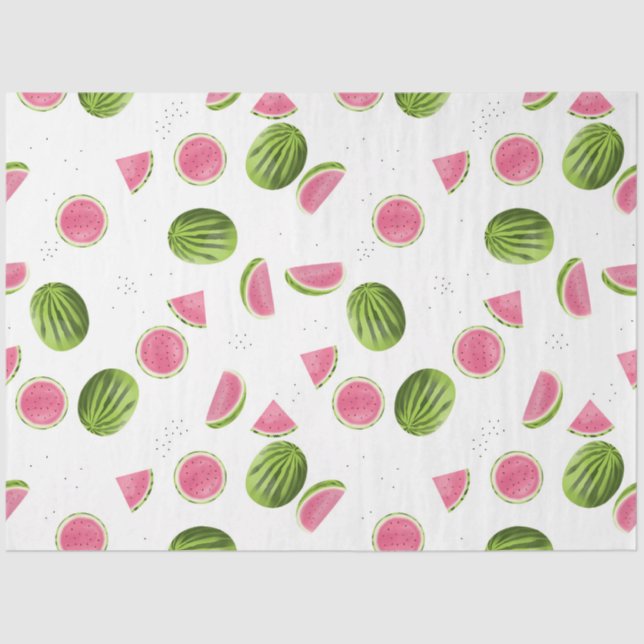 Summer Pink & Green Watermelon Pattern Tissue Paper (Front)