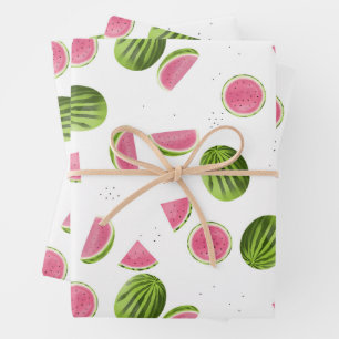 Summer Pink & Green Watermelon Pattern Wrapping Paper Sheet