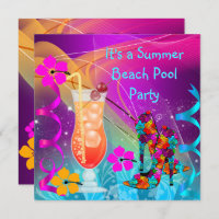 Summer Pink Teal Beach Pool Cocktail Party 3