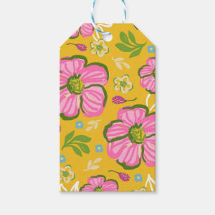 Summer Pink Yellow Botanical Thank You Gift Tags