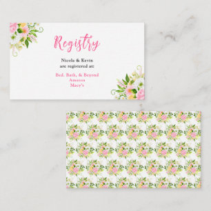 Summer Pink Yellow Floral Wedding Registry Enclosure Card