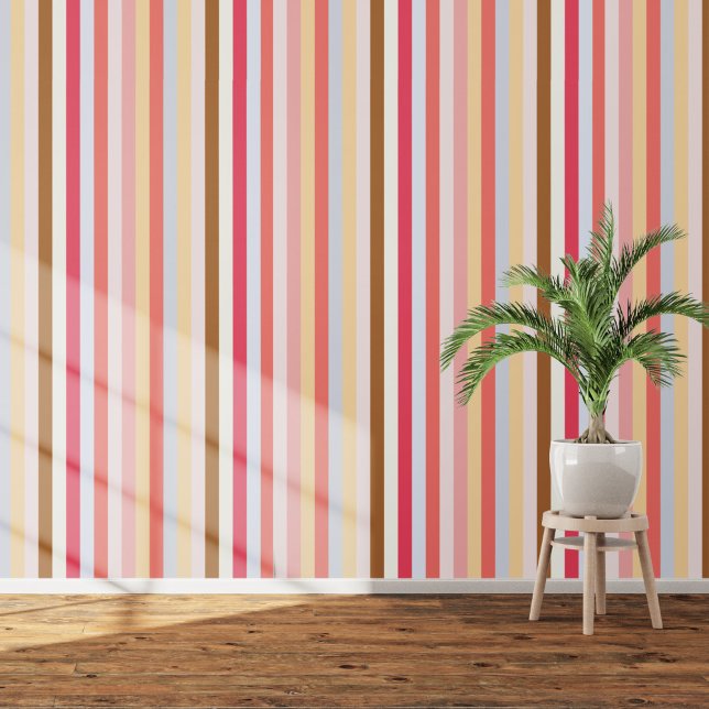 Summer Pink Yellow Stripe Wallpaper (Summer stripe art wallpaper)