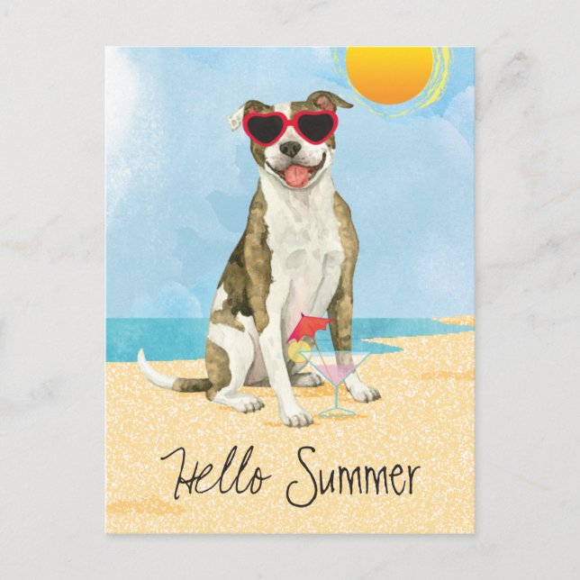 Summer Pit Bull Terrier Postcard (Front)