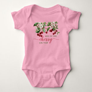 Summer plaid Cherry theme Baby shower Bodysuit