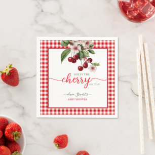 Summer plaid Cherry theme Baby shower Napkin