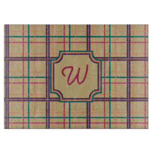 Summer Plaid Glass Cutting Board