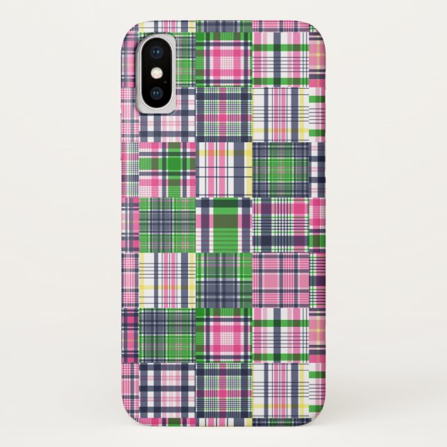 Summer Plaid Pink Madras Patchwork Case-Mate iPhone Case (Back)