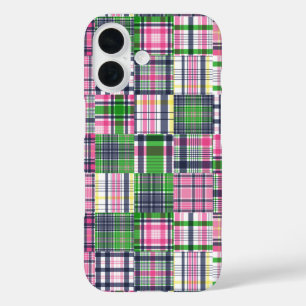 Summer Plaid Pink Madras Patchwork iPhone 16 Case