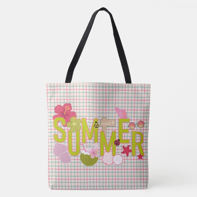 Summer Plaid Tote Bag (Front)