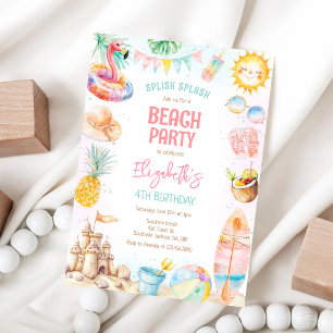 Summer Pool Beach Birthday Party Invitation