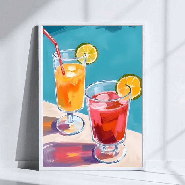 Summer Pool Cocktails Watercolor Poster (Creator Uploaded)