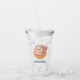 Summer Pool Day: Bao Bao Cat in Donut Float Art Acrylic Tumbler