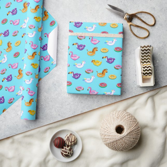 Summer Pool Float Pattern Wrapping Paper (Crafts)