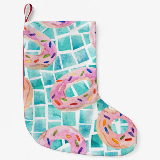 Summer Pool Floats Watercolor Mosaic Small Christmas Stocking