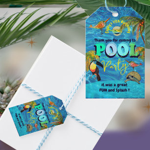 Summer Pool Fun Party Birthday Thank You Gift Tags